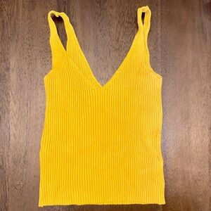 Sunny Yellow Ribbed Women's Tank Top